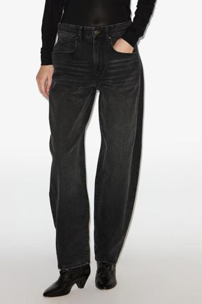 Isabel Marant Oriane Wide Denim Pant In Faded Black