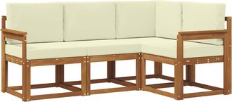 vidaXL Conjunto De Sof&aacute;s De Exterior 4 Uds. Natural Y Crema Vidaxl