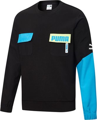 Puma Patched Crew Neck Sweater Black Blue 532181-01