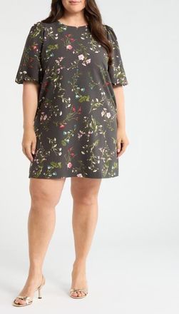 Sugarlips Morrigan Bubble Sleeve Shift Dress in Green-Multi at Nordstrom, Size 1 X