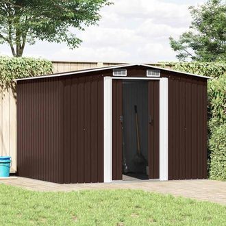 Berkfield Home Garden Storage Shed Brown 257x205x178 cm Steel | Size: 257 x 205 x 178 cm