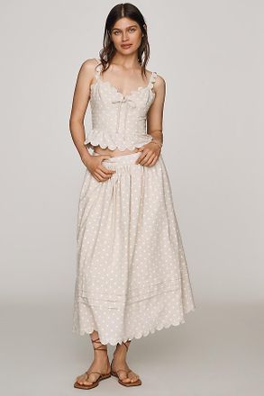 En Saison Elise Embroidered Midi Skirt