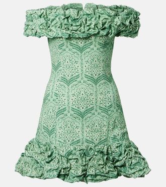 Agua Bendita Jardin ruffled cotton-blend poplin minidress
