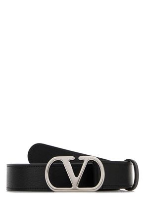 Valentino Garavani Black Vlogo Buckle Belt