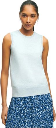 Brooks Brothers Supima Katoen Jersey Top - Dames - Tops zonder mouwen - Blauw - L - Katoen - Tops