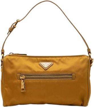Prada Pre-owned Shoulder Bags, female, Yellow, Size: ONE SIZE Pre-owned Vintage Canvas Shoulder Bag