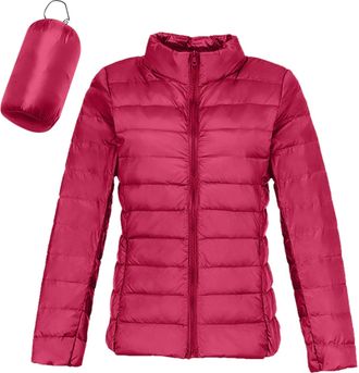 Generic Puffer Coats for Women Women Outdoor Down Jacket Lightweight Padded Winter Quilted Jackets Winter Coats for Women UK Zip-Up Water-Resistant Jackets Sh