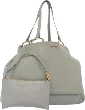 Miu Miu Pre-owned Shoulder Bag - Dames - Vintage Schoudertas - Grijs - ONE Size - Leer - Vintage