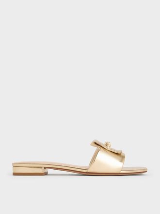 Charles & Keith Metallic Knotted Accent Slide Sandals
