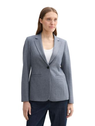 Tom Tailor Kurzblazer TOM TAILOR, Damen, Gr. 34, blau (navy sanftes wei&szlig; denim look), Web, Obermaterial: 63% Polyester, 33% Viskose, 4% Elasthan. Futter: 100% Po