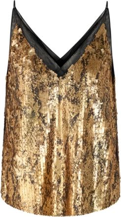 Marc Cain Pailletten Mesh Party Top - Dames - Tops - Geel - Maat: XS