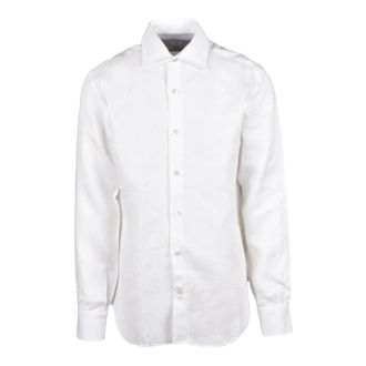 Eleventy Linnen Overhemd - Heren - Zakelijke Overhemden - Wit - 2XL - Linnen - Overhemden