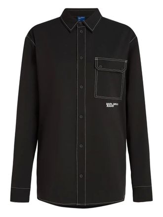 Karl Lagerfeld contrast-stitch long-sleeve shirt - men - Polyester/Viscose/Fabric - S - Black