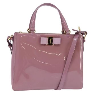 Ferragamo Vala Handbag Patent Leather Purple Patent_Leather Handbag (Pre-Owned)
