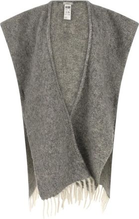 PESERICO Jassen, Dames, Grijs, ONE Size, Wol, Alpaca, Wol en Pailletten Boucl&eacute; Cape