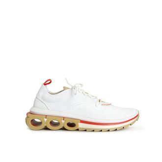 Ferragamo White Fabric Athletic Mens Sneakers
