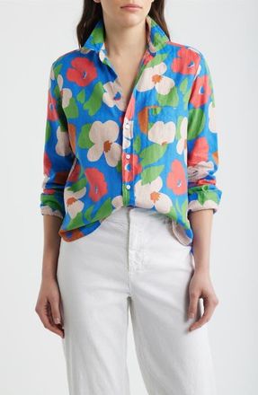 Frank & Eileen Eileen Relaxed Button-Up Shirt in Bright Blue Floral at Nordstrom, Size X-Large
