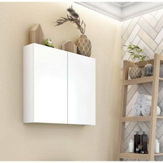 Dmora Armario Mural Connell, Taquilla Suspendida, Gabinete De Pared, Armario Auxiliar Multifuncional, 60x16 H60 Cm, Blanco Brillante - Dmora
