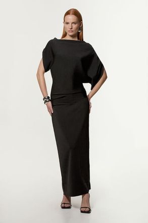 Karen Millen Dropped Waist Asymmetric Maxi Dress in Black at Nordstrom, Size X-Small