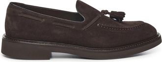 Doucal's Su&egrave;de Platte Schoenen Donkerbruin Itali&euml; - Heren - Loafers - Bruin - 40 1/2 EU - Su&egrave;de - Schoenen