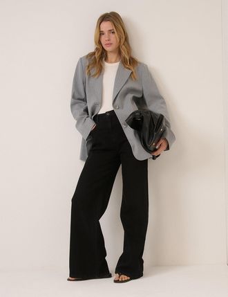Nobody's Child Grey Pinstripe Boyfriend Blazer
