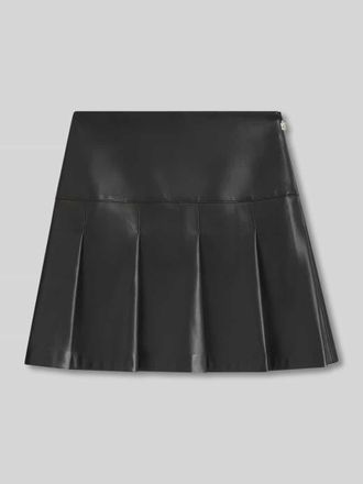 HUGO BOSS Mini-Rock in Lederoptik mit Falten Modell RENORE in Black, Größe 34