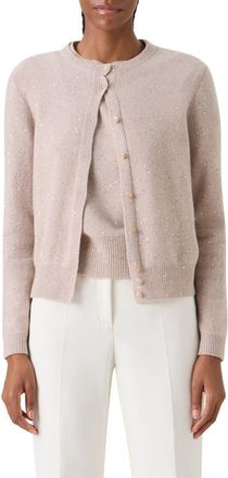 Akris Sequin Virgin Wool & Cashmere Blend Cardigan in Beige at Nordstrom, Size 12