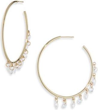 Nordstrom Rack Cubic Zirconia Hoop Earrings in Clear- Gold at Nordstrom Rack