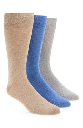 Nordstrom Assorted 3-Pack Combed Cotton Blend Dress Socks in Grey- Blue- Taupe at Nordstrom