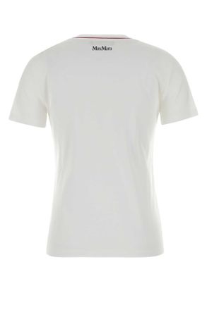 MM Studio Womens White Cotton Pugnale T-Shirt Bianco Exterior