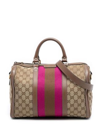 Gucci 2016-2025 Medium GG Canvas Web Joy Boston Bag satchel - women - Canvas/Leather - One Size - Brown