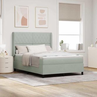 vidaXL Vidaxl - Letto A Molle Con Testiera Grigio Chiaro 160 X 200 Cm Velluto