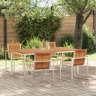 Berkfield Home 5 Piece Garden Dining Set Solid Wood Acacia in Brown