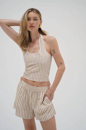 LnA Lir Halter Top In Sandbar Stripe