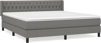 vidaXL Vidaxl - Cama Box Spring Con Colch&oacute;n Tela Gris Oscuro 180x200 Cm