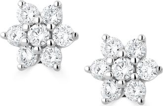 The Diamond Store 0.50ct Lab Diamond Flower Cluster Earrings in 9K White Gold