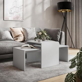 Vicco Conjunto De Mesa De Centro Donat, Blanco, 100 X 48 Cm 2 Partes