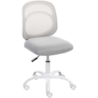 Beliani Desk Chair Light Grey Fabric Upholstery Iron Base Swivel Adjustable Height Armless Home Office Kids Room BLISSFUL