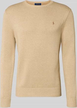Polo Ralph Lauren Strickpullover mit gerippten Abschl&uuml;ssen in Beige Melange, Gr&ouml;&szlig;e XXL