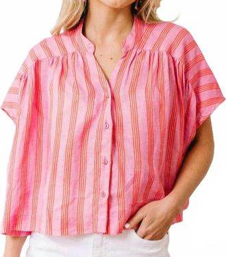 Sunshine Tienda Orchid Pinstripe Savannah Top In Pink