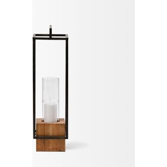 Mercana Orionis Large Wood w/ Metal Lantern Candle Holder in Black at Nordstrom