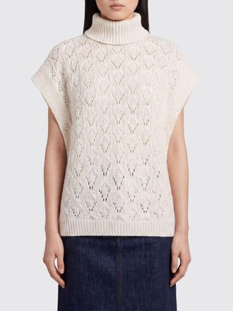 Fabiana Filippi Openwork Wool Turtleneck Cape with Side Buttons