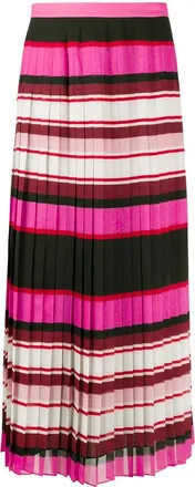 Valentino Garavani Striped Pleated Silk Skirt