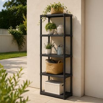 Dmora Estante De 3 Estantes En Polipropileno, Estantes Multiusos Para Interiores O Externos, 100% Made In Italy, Cm 70x30h176, Color Antracita - Dmora