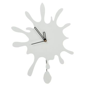 Beliani Beliani - Reloj De Pared Colgante Decoraci&oacute;n 27 X 37 Cm Dise&ntilde;o Habitaci&oacute;n Adolescente Con P&eacute;ndulo Decorativo Sin N&uacute;meros Mdf Blanco Fully
