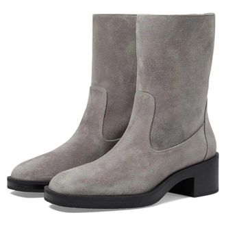 Stuart Weitzman Kaia Boots Womens Gray Leather Round Toe Bootie HTAT1036
