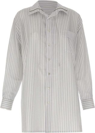 Maison Margiela Gestreepte Oversized Shirt - Dames - Overhemden - Wit - 2XS - Katoen - Overhemden
