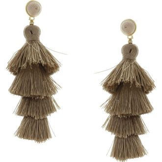 Olivia Welles Lianna Tassel Dangle Earrings in Gold /Taupe at Nordstrom Rack