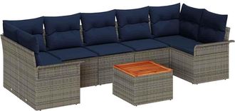 vidaXL Conjunto De Sof&aacute;s De Jard&iacute;n 8 Uds. Gris Rat&aacute;n Sint&eacute;tico Vidaxl