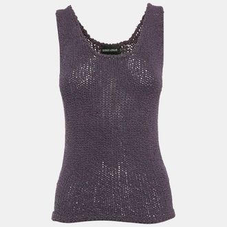 Giorgio Armani Purple Cotton & Silk Sleeveless Tank Top